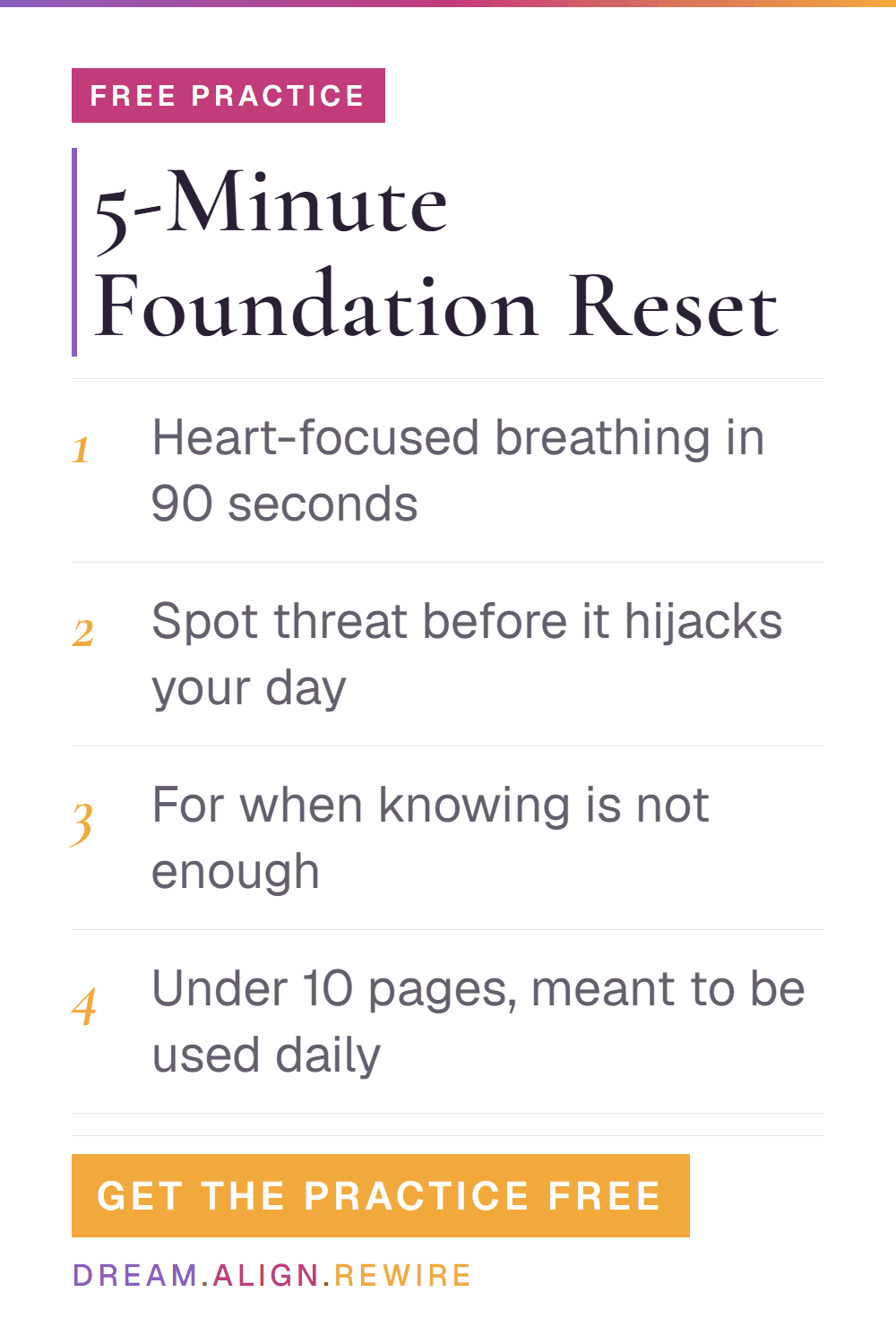 Free 5-Minute Foundation Reset practice guide from Dream Align Rewire