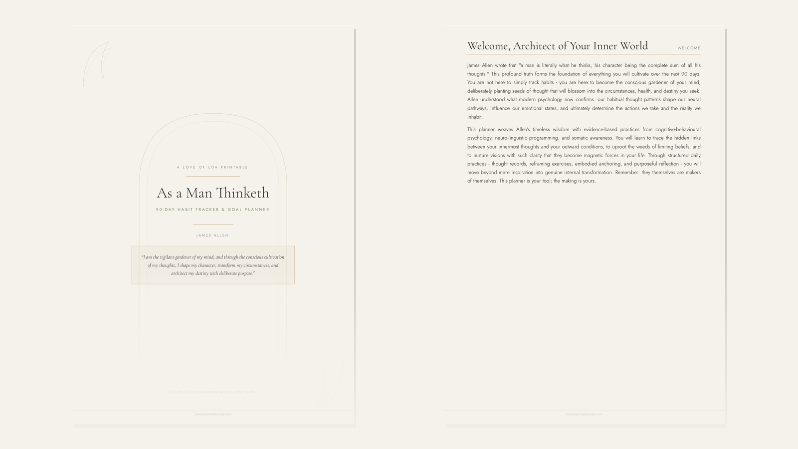 Inside the As a Man Thinketh Habit Tracker & Goal Planner - interior preview