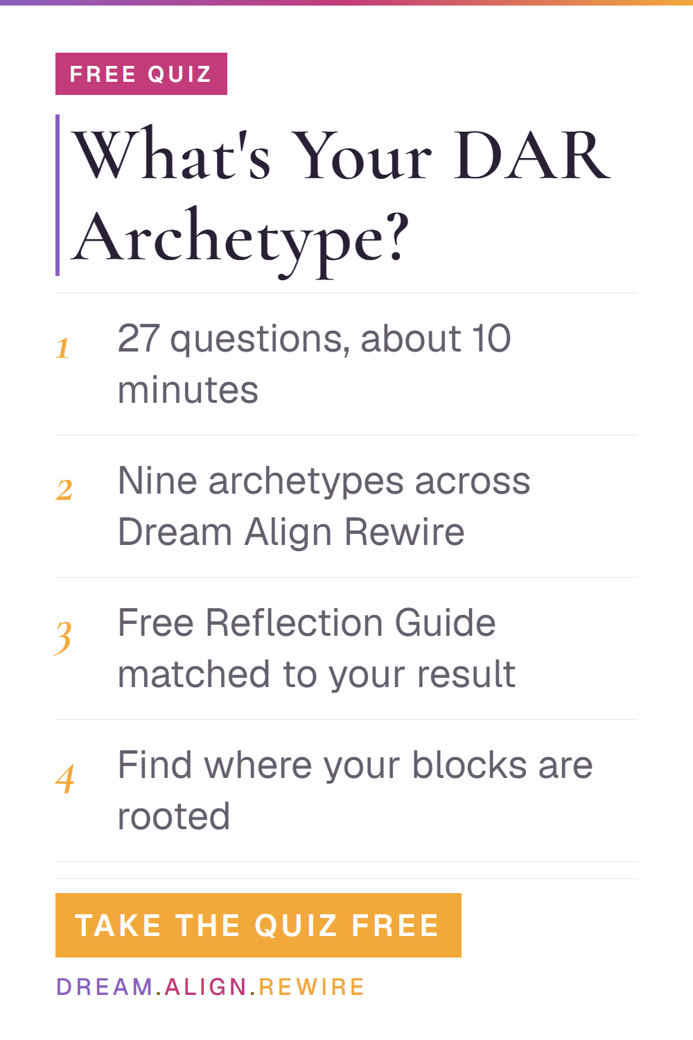 Free DAR Archetype Quiz from Dream Align Rewire