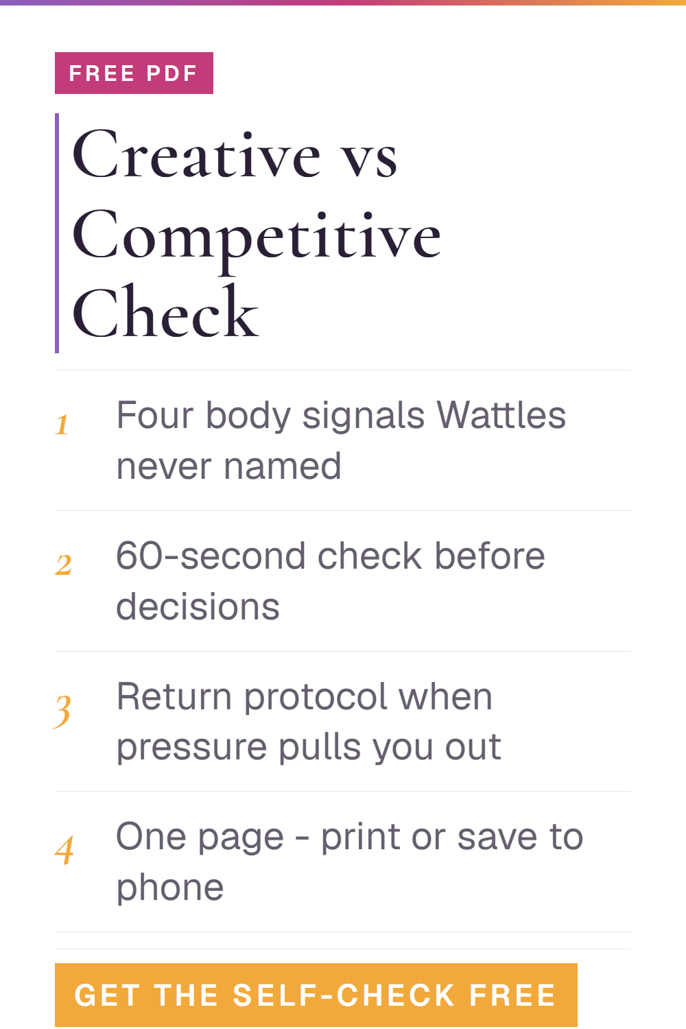 Free Creative vs Competitive Thought Self-Check from Dream Align Rewire