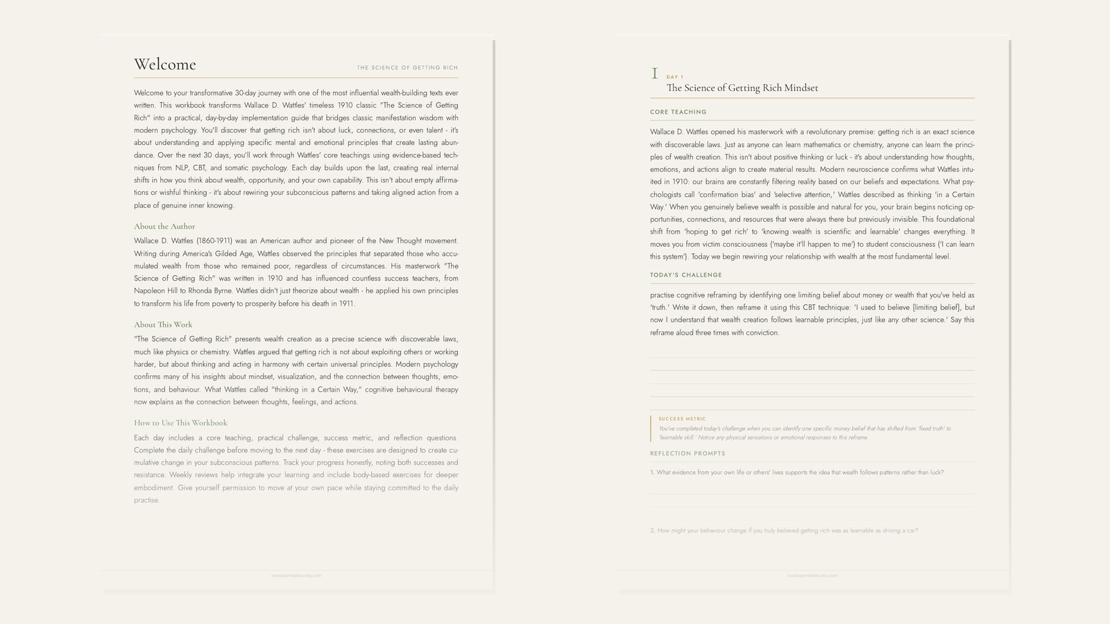 Inside the The Science of Getting Rich 30-Day Challenge Workbook - interior preview