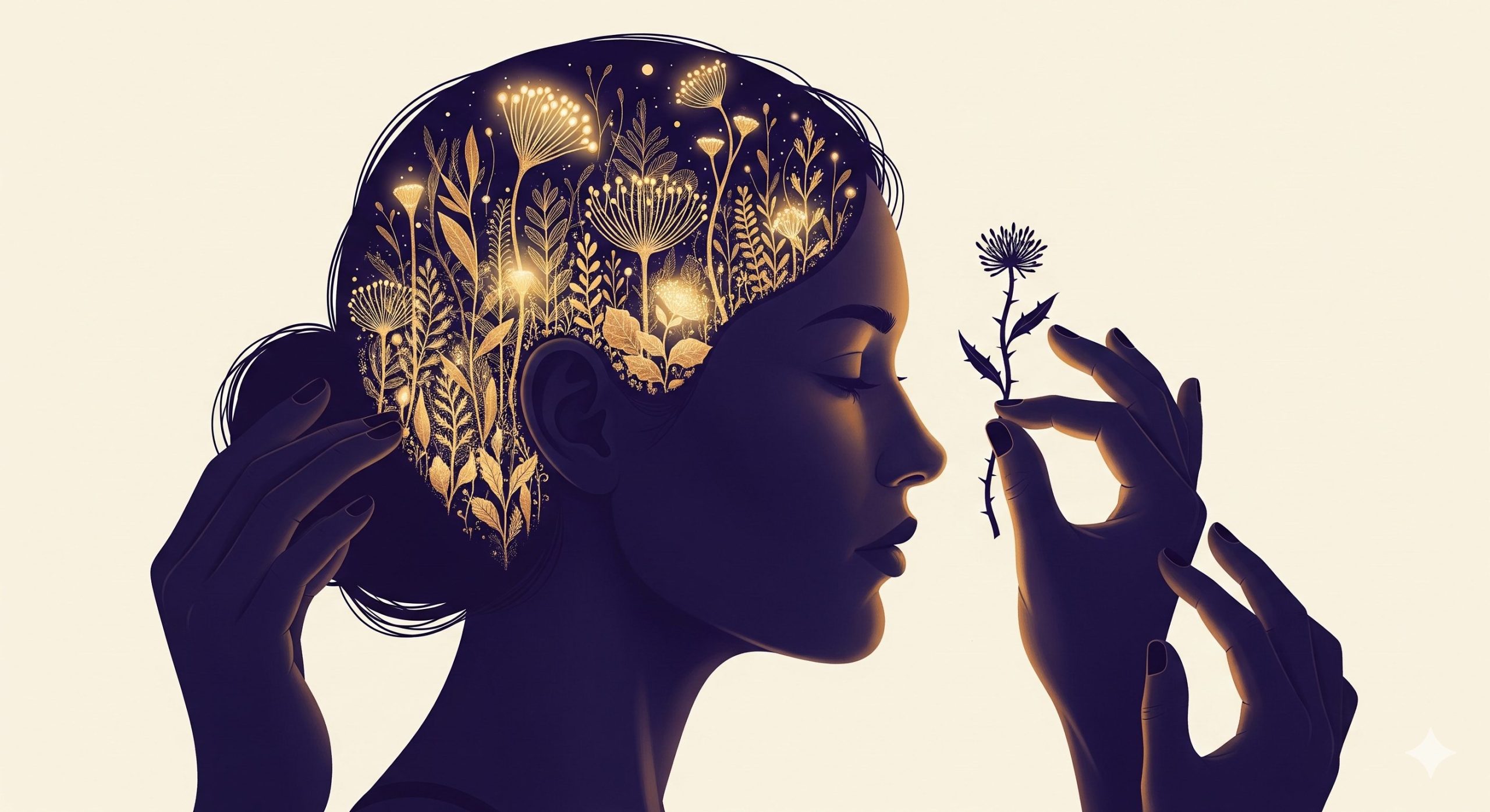 symbolize the act of consciously choosing positive thoughts over negative ones, like curating a garden.